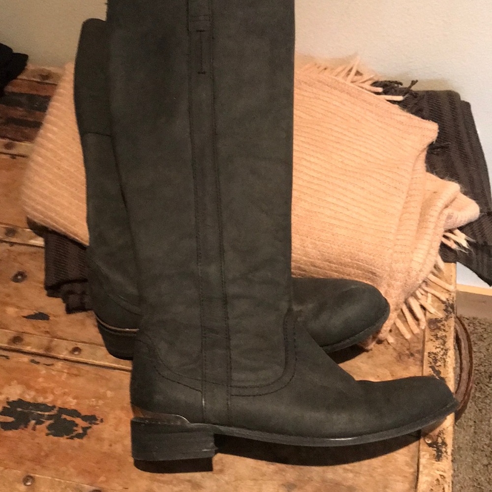 Black leather boots